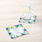 Chic Blauw Geel Bloemen Huwelijk Dank u Bericht Kartonnen Onderzetters (Insitu)