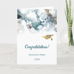 Chic Blauw Goud Abstract Afstuderen Kaart