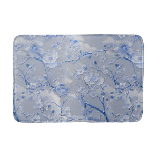 Chic blauw grijs bloemen badmat