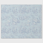 Chic  blauw grijs toile de jouy bedrukt cadeaupapier (Vlak)