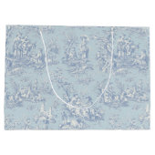 Chic  blauw grijs toile de jouy groot cadeauzakje (Achterkant)