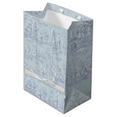 Chic blauw grijs toile de jouy medium cadeauzakje (Voorkant Gekanteld)