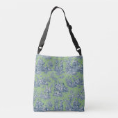 Chic  blauw groen toile de jouy bedrukt crossbody tas (Achterkant)