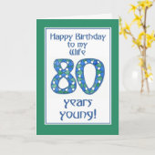 Chic Blauw, Groen, Wit 80ste Verjaardag voor Vrouw Kaart (Gele Bloem)