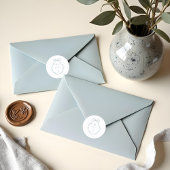 Chic Blauw Hand Getrokken Boog & Lint Monogram Cre Ronde Sticker