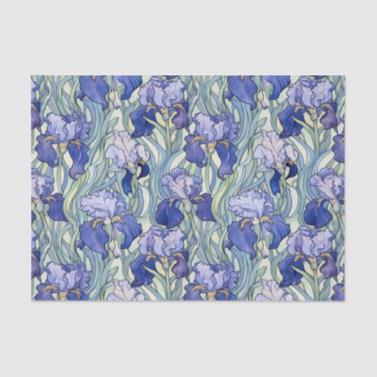 Chic blauw Iris patroon Tissuepapier (Voorkant)