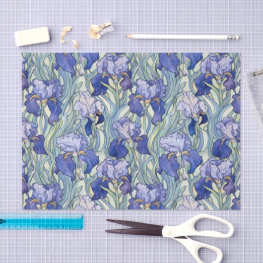 Chic blauw Iris patroon Tissuepapier (Craft)