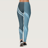 Chic Blauw onder Grijze Banden Print Leggings (Achterkant)