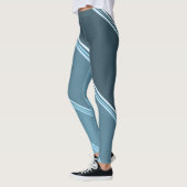 Chic Blauw onder Grijze Banden Print Leggings (Links)
