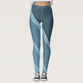 Chic Blauw onder Grijze Banden Print Leggings (Voorkant)