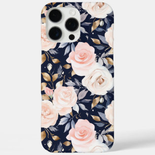 Chic Blauw Roze Abstracte Bloem iPhone 16 Pro Max Hoesje
