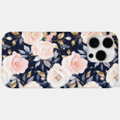 Chic Blauw Roze Abstracte Bloem Case-Mate iPhone Case (Achterkant (horizontaal))