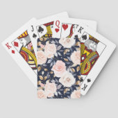 Chic Blauw Roze Abstracte Bloem Pokerkaarten (Achterkant)