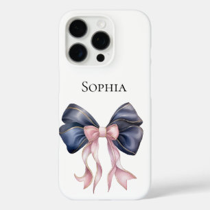 Chic Blauw Roze Girly Bow iPhone 16 Pro Hoesje