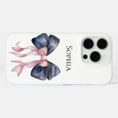 Chic Blauw Roze Girly Bow Case-Mate iPhone Case (Achterkant (horizontaal))