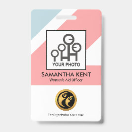 Chic Blauw Roze Rechthoeken Medische Foto Sjabloon Badge