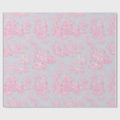Chic  blauw roze toile de jouy bedrukt cadeaupapier (Vlak)
