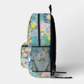 Chic blauw Siciliaanse citrus collage bloemige teg Bedrukte Rugzak (Rechts)