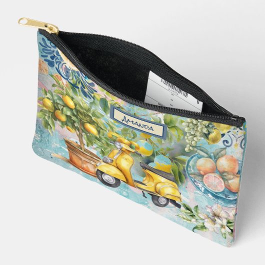 Chic blauw Siciliaanse citrus collage bloemige teg Etui (Open)