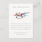 Chic Blauw Sinaasappel Blush Vliegtuig Trouwdetail Informatiekaartje (Voorkant)