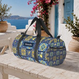 Chic Blauw Teal Mediterraan Siciliaans Citrus Plunjezak