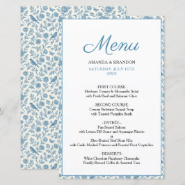 Chic Blauw Toile de Jouy Bloemen Grens Huwelijk