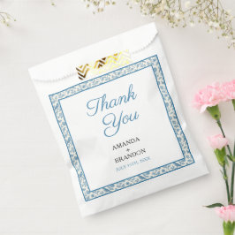 Chic Blauw Toile de Jouy Bloemen Grens Huwelijk Bedankzakje