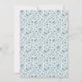Chic Blauw Toile de Jouy Bloemen Grens Huwelijk Save The Date (Achterkant)