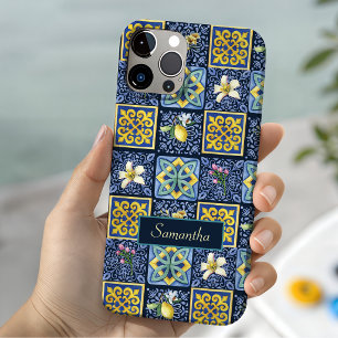 Chic Blauw turquoise Siciliaans citrus Mediterraan iPhone 15 Case