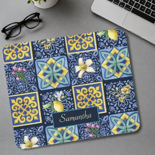 Chic Blauw turquoise Siciliaans citrus Mediterraan Muismat