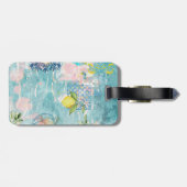 Chic blauw turquoise Siciliaanse citrus collage bl Bagagelabel (Achterkant horizontaal)