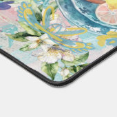 Chic blauw turquoise Siciliaanse citrus collage bl Bureaumat (Hoek)