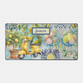 Chic blauw turquoise Siciliaanse citrus collage bl Bureaumat (Voorkant)
