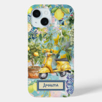 Chic blauw turquoise Siciliaanse citrus collage bl