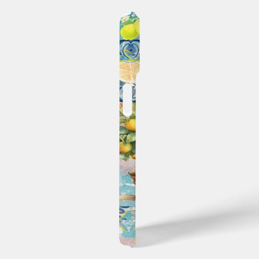 Chic blauw turquoise Siciliaanse citrus collage bl Case-Mate iPhone Case (Achterkant / Rechts)