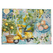 Chic blauw turquoise Siciliaanse citrus collage bl Groot Cadeauzakje (Achterkant)