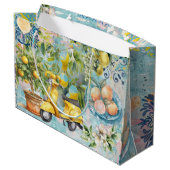 Chic blauw turquoise Siciliaanse citrus collage bl Groot Cadeauzakje (Achterkant Gekanteld)