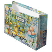Chic blauw turquoise Siciliaanse citrus collage bl Groot Cadeauzakje (Voorkant Gekanteld)