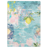 Chic blauw turquoise Siciliaanse citrus collage bl Klembord (Achterkant)