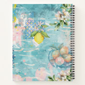 Chic blauw turquoise Siciliaanse citrus collage bl Notitieboek (Achterkant)