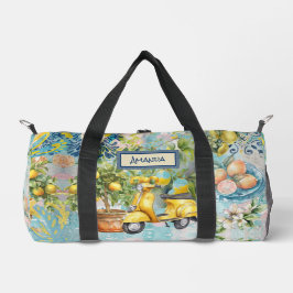 Chic blauw turquoise Siciliaanse citrus collage bl Plunjezak