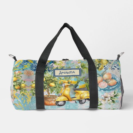 Chic blauw turquoise Siciliaanse citrus collage bl Plunjezak (Voorkant)