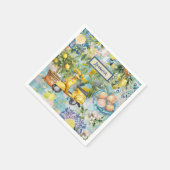 Chic blauw turquoise Siciliaanse citrus collage bl Servet (Hoek)