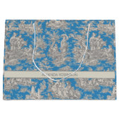 Chic  blauw turquoise toile de jouy groot cadeauzakje (Voorkant)