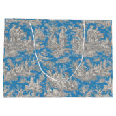 Chic  blauw turquoise toile de jouy groot cadeauzakje (Achterkant)