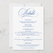 Chic blauw wit alles in één kalligrafie bruiloft kaart (Achterkant)