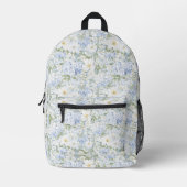 Chic Blauw Wit Bloemen Bedrukte Rugzak (Voorkant)