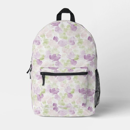 Chic Blauw Wit Bloemen Bedrukte Rugzak (Voorkant)