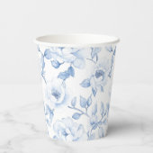 Chic Blauw Wit Bloemen Huwelijk Papieren Bekers (Achterkant)