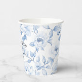Chic Blauw Wit Bloemen Huwelijk Papieren Bekers (Links)